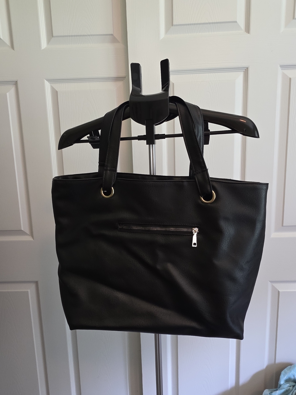 Black Tote Bag with Zip Pocket - Unbranded